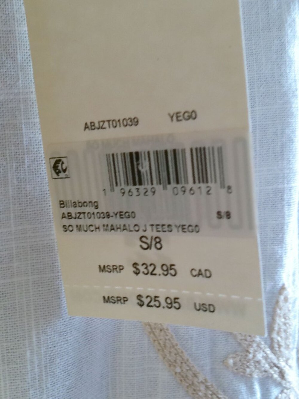 Billabong Yellow Tank Top Women's Small - Picture 4 of 5